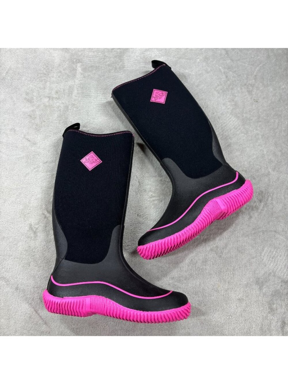 Muck Boots Hale Wellington Boots Womens 8 Black Pink Hiking Outdoor 050017